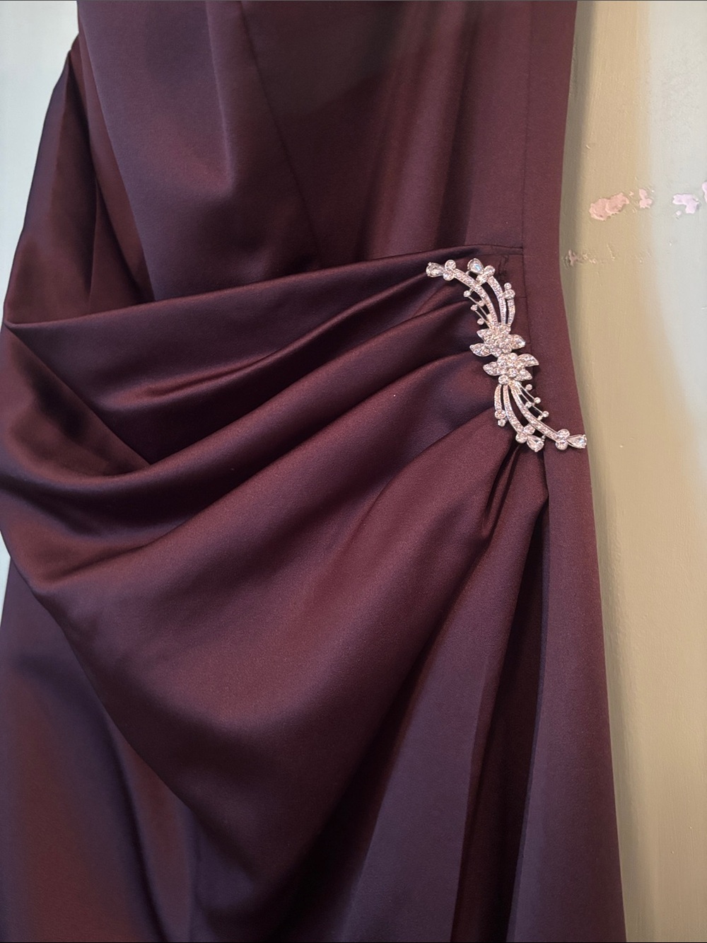 David’s bridal Strapless Burgundy Evening Gown with wrap size 10 - Picture 2 of 5
